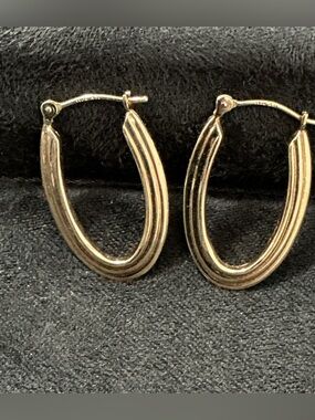 14K Channeled Oval Hoop Earrings JCM